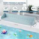 Bathtub Splash Guard for Tub, Silicone Bathtub Caddy Tray with Play Shelf, Kids Bath Tub Shelf and Organizer for Baby Bath Toys, Bath Toy Holder, Toddler Bathtub Accessories(Classic Blue)