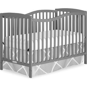 Dream On Me Chelsea 5-in-1 Convertible Full-Size Baby Crib in Steel Grey, GreenGuard Gold & BSA, Pinewood, 4 Mattress Heights, Converts to Toddler, Day & Full-Size Bed, Modern Classic Nursery