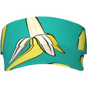 Potato Sport Sun Visor Hat Adjustable Summer Outdoor Travel Beach Ball Cap Empty Top Baseball Cap for Men Women (One Size, Bananas on Green)