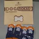 PUPTECK Anti-Slip Dog Socks with Double Sides Grips for Dogs Hardwood Floors Prevents Licking, Dog Shoes for Hot Pavement Traction Control for Senior Dogs, Dark Blue, XS