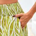 PRETTYGARDEN Women's 2025 Summer Flowy Wide Leg Palazzo Pants Dressy Casual Elastic High Waisted Pockets Boho Beach Trousers (Floral White Green,XX-Large) 