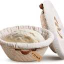 12 Inch Large Cotton Rope Banneton Bread Proofing Basket Set, 2 Pack Round Sourdough Bread Baking Supplies with Liners & Covers for Artisan Bread Baking