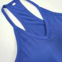 Jar of Love Women's Workout Tank Top with Built-in Shelf Bra-V-Neck Racerback Ribbed Cami for Gym, Yoga, Running (Blue, S)