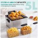 OLIXIS Deep Fryer for Home Use, Large Electric Fryer with 3 Blankets, 5 Liter Capacity, 1800W Power, 4 Adjustable Temp, Lid with Viewing Window for Fried Chicken, Shrimp, French Fries, Silver