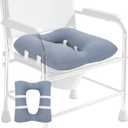 Bedside commode cushion, Machine washable padded toilet seat cushion, soft padded toilet seat riser for seniors, portable commode pads for adult, 17" x 14" with 4 Fixing Straps, Blue