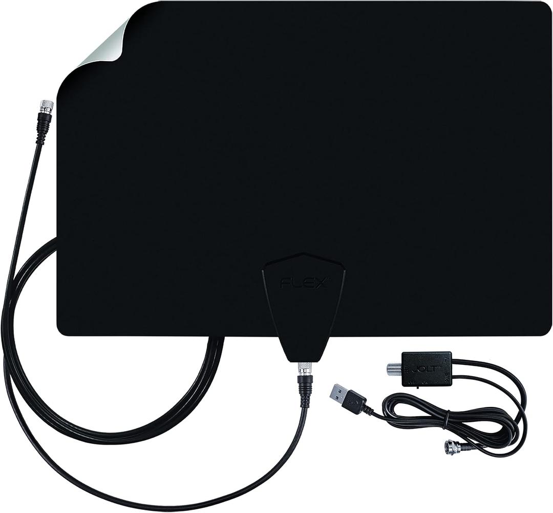 Antennas Direct ClearStream Flex Amplified Indoor TV Antenna, UHF VHF, Multi-Directional, Reversible, 50+ Mile Range  w/Jolt Switch Amplifier