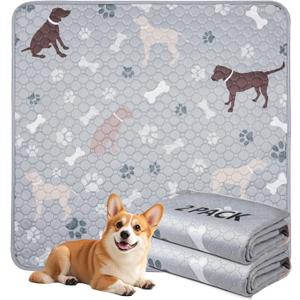 Mozin Washable Pee Pads for Dogs, 2 Pack Super Absorbent Dog Training Pads Leakproof Non-Slip Reusable Puppy Pads, Waterproof whelping Pad for Housebreak, Playpen, Crate,Potty Training, Couch- 36"x36" (36"x36"-2 Pack, Gray)
