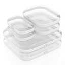 Clear Hard Shell Zipper Case 4 Pack, Clear Travel Makeup Case, Toiletry & Cosmetic Bag, Zippered Toy Storage, Make Up Organizer Pouch, Hard Plastic Toiletry Bag for Travel, " 2x 10" 2x 8"