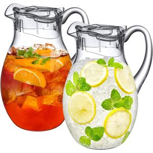Amazing Abby - Bubbly - 2-Pack Acrylic Pitcher (72 oz), Clear Plastic Water Pitcher with Lid, Fridge Jug, BPA-Free, Shatter-Proof, Great for Iced Tea, Sangria, Lemonade, Juice, Milk, and More