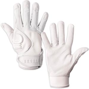AKOBEN Jagwar Batting Gloves - Baseball Glove, Baseball Batting Gloves, Adult Baseball Glove, Baseball Batting Gloves for Men, Baseball & Softball Batting Gloves, Adult Softball Glove (White) AKOBEN Jagwar Batting Gloves - Baseball Glove, Baseball Batting Gloves, Adult Baseball Glove, Baseball Batting Gloves for Men, Baseball & Softball Batting Gloves, Adult Softball Glove (White)