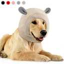 Quiet Ears for Dogs, Neck 14.96 Inch, Dog Ear Muffs Noise Protection Knitted Head Wrap Pet Hats for Medium to Large Pets(Beige)