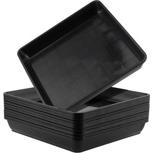 LEXININ 12 PCS 9 x 9 Inch Black Square Plant Saucer, Square Plastic Plant Saucers, Square Flower Pot Drip Trays for Indoor and Outdoor Plants