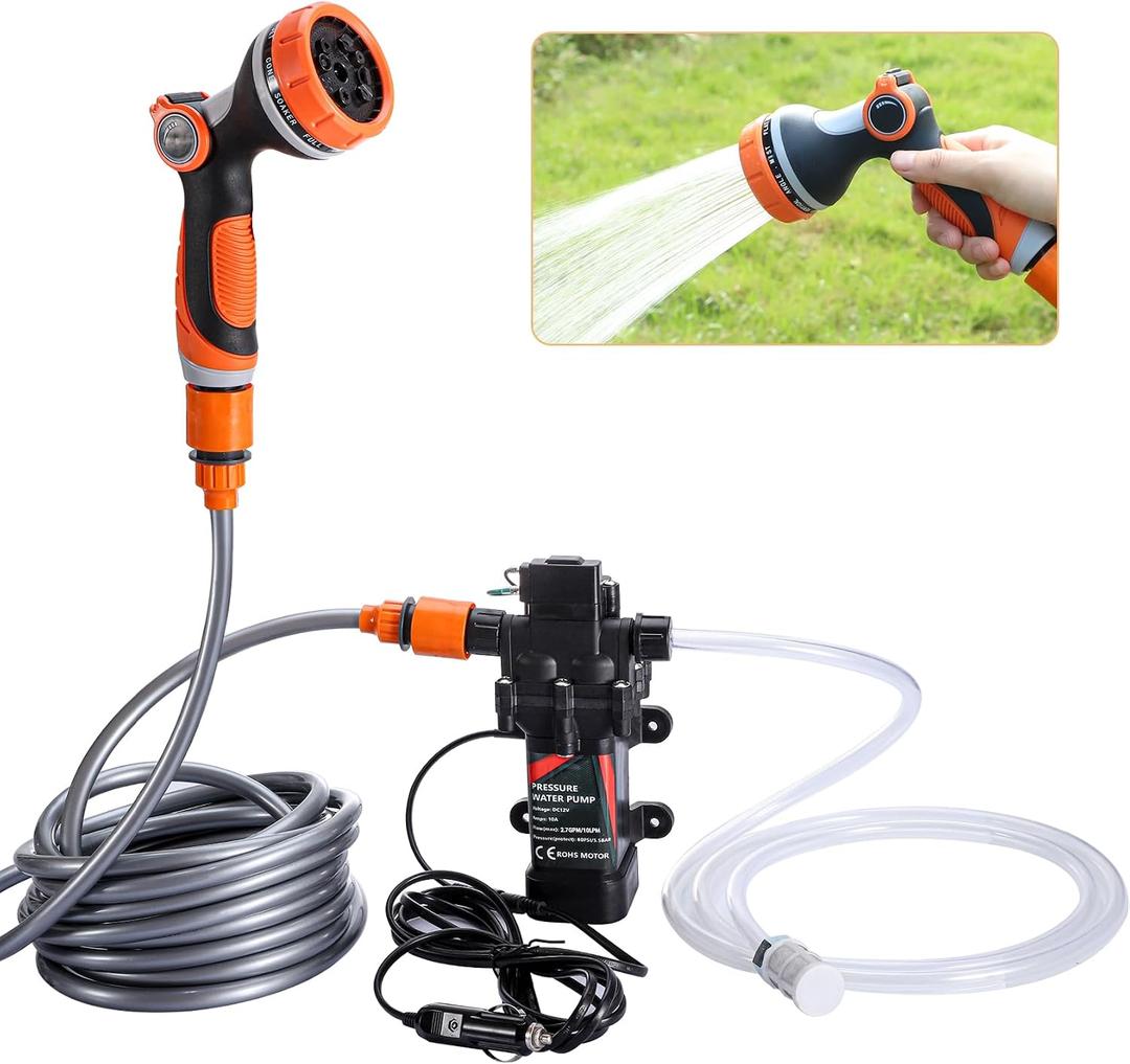 Portable Intelligent Electric Pressure Washer Pump 120W 80PSI 12V Portable Pressure Powerful Washing Kit for Home, Car, Garden, Projects