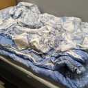 Flysheep Botanical Bed in a Bag Queen Size 7 Pieces, Reversible Blue and White Flower Printed Comforter Bedding Set (1 Comforter, 1 Flat Sheet, 1 Fitted Sheet, 2 Pillow Shams and 2 Pillowcases)