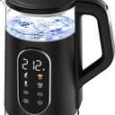 Electric Kettle, 1500W Fast Boiling Glass Water Kettle with Temperature Control, 1.7L Cordless Stainless Steel Base, Keep Warm & Auto Shut-Off, BPA-Free, Black