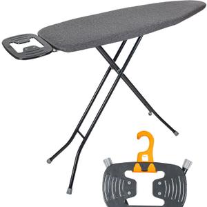 Ironing Board with Iron Rest, Iron Board with 3 Layers Extra Thick Cover, Compact and Space Saver Foldable Ironing Board, Adjustable Height, Easy Storage with Smart Hanger and Lightweight Design, Dark Gray 