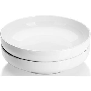 DOWAN Pasta Bowls, 65 oz Large Salad Bowls Set of 2, 10'' Serving Bowls for Wedding, Ceramic Shallow Bowl Plates, Serving Dishes for Entertaining, Microwave Dishwasher Safe