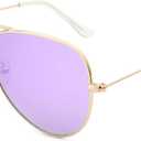 livho Sunglasses for Men Women Aviator Polarized Metal Mirror UV 400 Lens Protection (Gold Lilac)