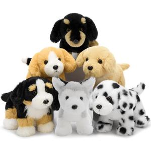 Tezituor 6 Pcs Bulk Dog Stuffed Animals, Fluffy Assorted Stuffed Puppy Plush Toys for Kids, 11" Doll Set for Dog Themed Party Favors Gift (Standing)