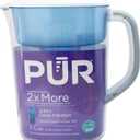 PUR 7-Cup Water Filter Pitcher, Cleaner, Great-Tasting Water, Dishwasher Safe, Powerful, Faster Filtration, LockFit Cap Design - White