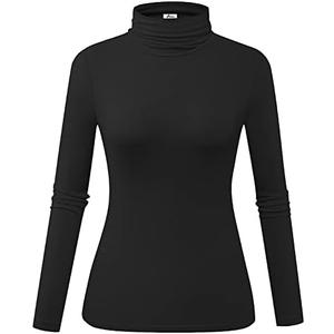 Herou Womens Long Sleeve Turtleneck Slim Fitted Lightweight Casual Active Layer Tops Shirts.S
