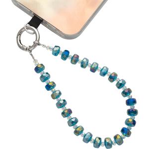 2 x Crystal Phone Chain Wristlet Strap Wheel Beaded Phone Charm Women | Sparkling Wheel Shaped Glass Beads Shiny Wrist Strap for Phone Bracelet Keys Bag Accessories Ladies Daily Commuting Shopping