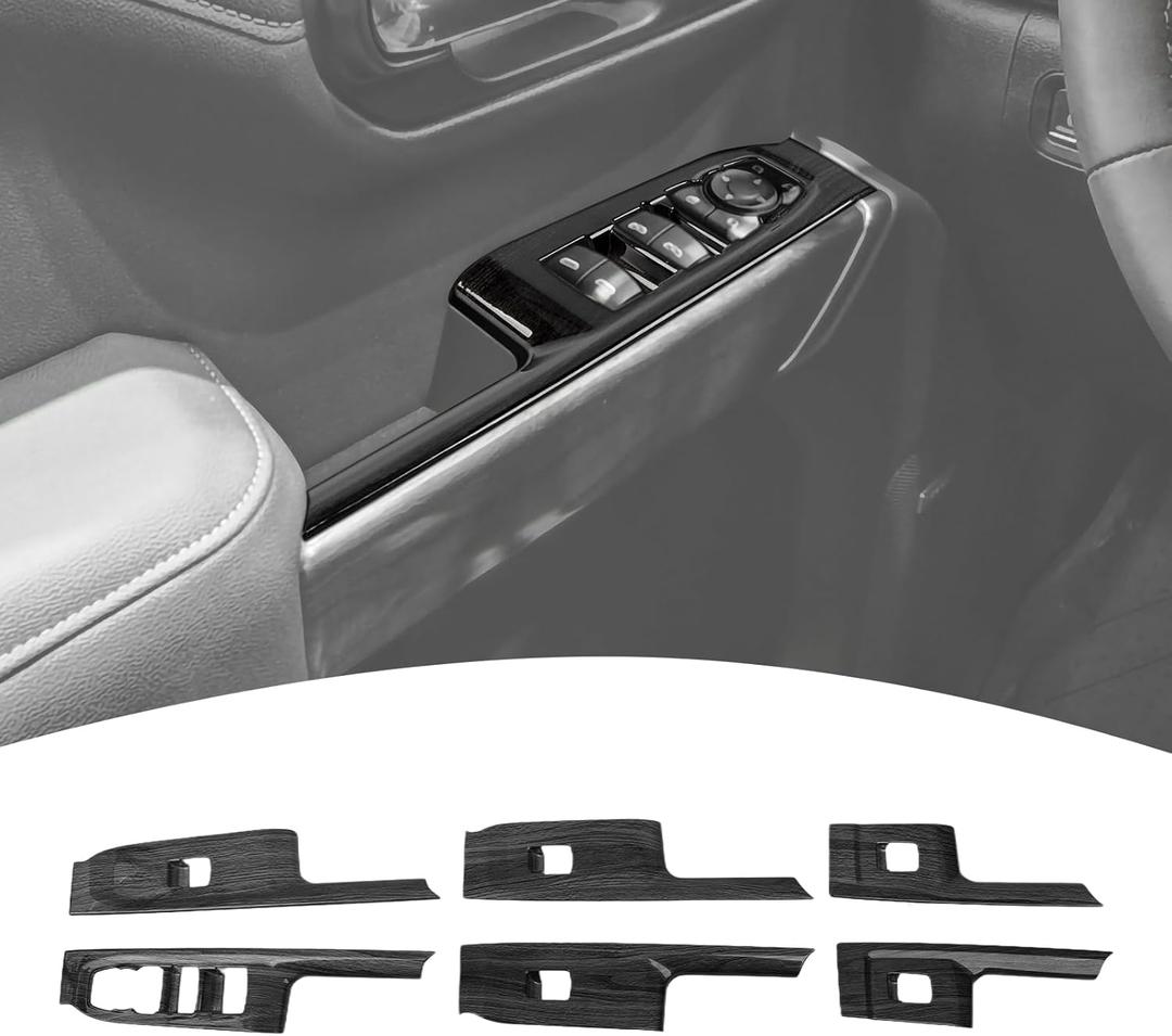 for Silverado Window Switch Door Panel Trim Cover for Chevy Silverado/GMC Sierra 2019-2021 Black Wood Grain Interior Accessories 6pcs