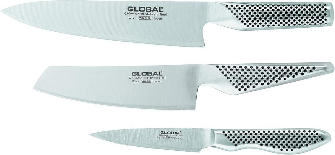 Global 3 Piece Set with Chef's, Vegetable and Paring Knife, 1 pack, Stainless Steel