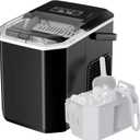 Ice Maker Countertop, Portable Ice Machine with Carry Handle, Self-Cleaning Ice Makers with Basket and Scoop, 9 Cubes in 6 Mins, 26 lbs per Day, Ideal for Home, Kitchen, Camping, RV, Black