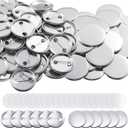 600 Pieces Blank Button Making Supplies Round Badge Parts Metal Pin Button Kit for Badge Make Machine, Including Metal Shells Back Cover and Clear Film(1.46 Inches)
