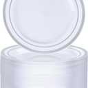 BESTVIP 100PCS 7 Inch Silver Plastic Dessert Plates, Disposable Plate with Silver Rim for Salad/Samll Cakes, Heavy Duty Plates for Party, Wedding and Birthday, Events