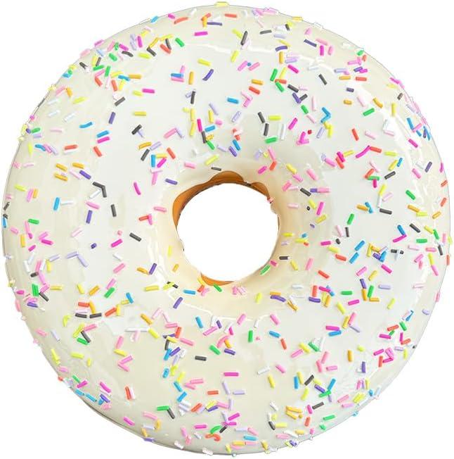 1 Pc 10 inches Fake Donut Artificial Doughnut for Decoration Realistic Fake Food for Display Faux Dessert Party Decorations Photography Props (White)