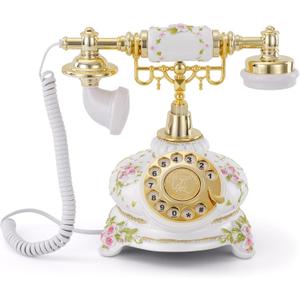 Audio Guest Book Phone, 32G Capacity Vintage Audio GuestBook Wedding Phone, Retro Audio Telephone Recording Customized Voice Message for Your Wedding Party, Retro Flower