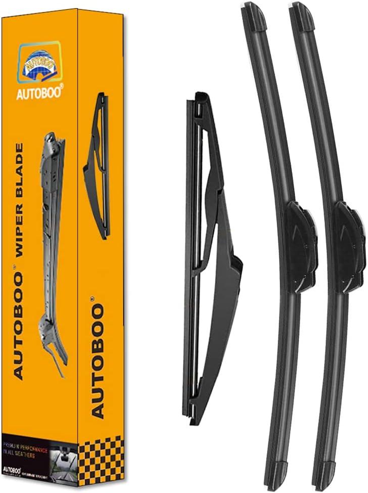 AUTOBOO 26"+16" Windshield Wipers with 12" Rear Wiper Blade Replacement for Toyota RAV4 2019 2020 2021 2022 2023,Mazda 5 2015 2014 2013 2012 2011 2010-2006 -Original Factory Quality (Pack of 3) (26"+16"/12")