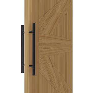 Matte Black Round Barn Door Handles 12"/16"/18"/24"/36"/48"/59'', Pull Push Long French Door Handle Double Sided, Large Front Exterior Shower Door Pull Handles