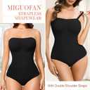 Strapless Shapewear Bodysuit for Women Tummy Control, Seamless Tube Top Bodysuit Body Shaper Off Shoulder Leotard (Black, L)