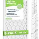 Future Way 14x20x1 Air Filters, 8-Pack with Reusable Frame, MERV 8, MPR 700 AC Furnace Filters, Space Saving & Cost-effective