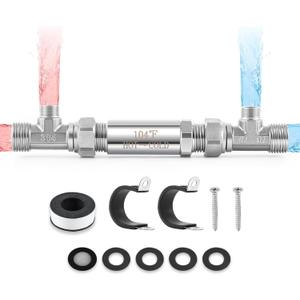 304 Stainless Steel Bypass Valve for Instant Hot Water Recirculating Pump - Upgraded Temperature Control Valve with 1/2" and 3/8" Connections, Perfect Replacement for Old Plastic Models