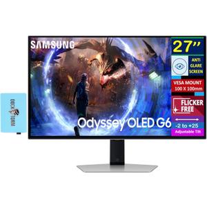 Samsung Odyssey OLED G6 27" QHD Gaming Monitor 360Hz Display with Anti-Glare, Flicker Free, VESA Mount (100mm), HDMI, Displayport & Dockztorm USB Port Expander, Silver Color (LS27DG602SNXZA)