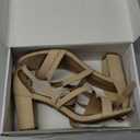 DREAM PAIRS Womens Ankle Strap Dress Pump Low Chunky Heel Sandals (8, Nude/Suede)