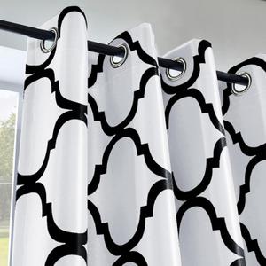 Melodieux Moroccan Fashion Room Darkening Blackout Grommet Curtain for Bedroom Kitchen Small Windows, 52 by 45 Inch, Off White/Black (1 Panel)