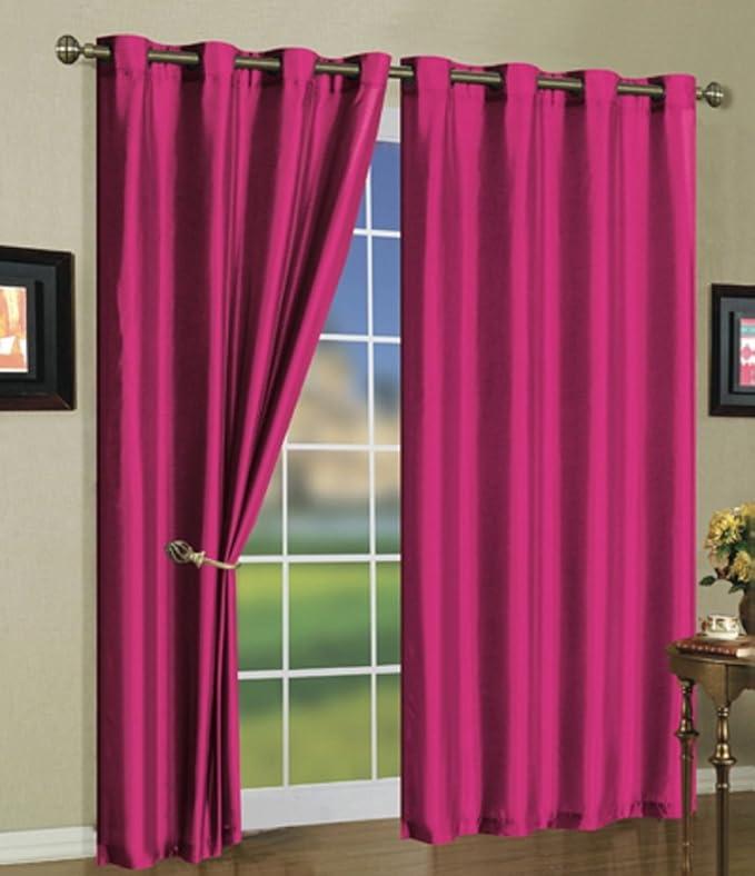 J&V TEXTILES 2 Panels Solid Grommet Semi Sheer Faux Silk Window Curtain Drapes Treatment in 84" Length (Burgundy)
Visit the J&V TEXTILES Store