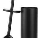 Black Toilet Plunger with Holder Bathroom Metal Canister Holder Drip Cup, Heavy Duty, Deep Cleaning