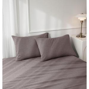 JIYUAN Standard Size Pillowcases, Set of 2-100% Washed Cotton with Envelope Closure, Linen-Like Textured, Soft, Breathable & Durable for All Seasons,Heathered Mauve Brown