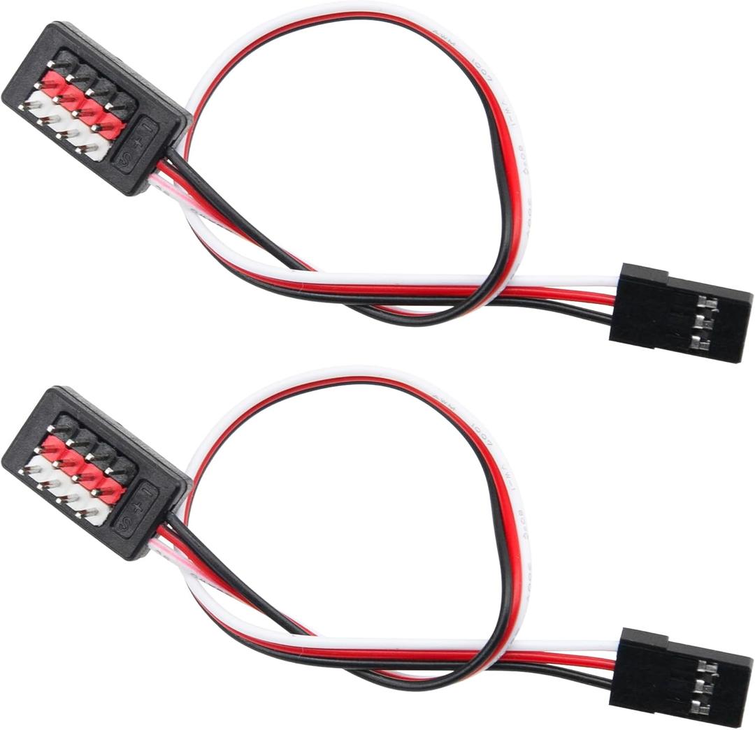 2Pcs ShareGoo 180mm JR Receiver Distribution Wire Servo Hub JR Style Servo Splitter Compatible with 1/8 1/10 1/16 RC Car Crawler Led Winch Roof Led Light Fans