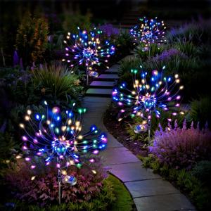 Anordsem Solar Lights Outdoor Decorative: Bendable Copper Wire with 120 LED Firework Beads - Waterproof 2 Colorful Lighting Modes Yard Garden Patio - Christmas Gifts for Homeowner Over 30 (4 Pack, Multicolor)