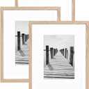 KTKDE 11x14 photo frames Set of 3 8  10 mats or 11x14 without MATS MDF covered wood grain paper frame, real glass 11 by 14 Studio Gallery Wall Art poster frame the best gift