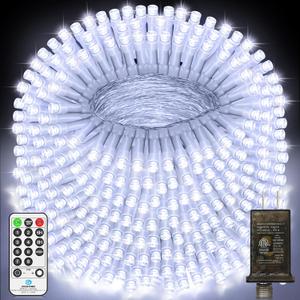 JXLEDAYY 403 FT 1000 LED Christmas Lights Outdoor Fairy Lights Plug in Extra Long String Lights Waterproof 8 Modes Timer for Outside House Tree Garden Yard Wedding Party Decorations-Cool White