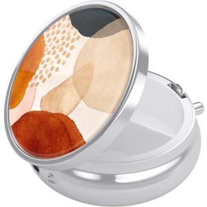 Nipichsha Pill Box, Small Pill Case for Purse & Pocket, Cute Travel Medicine Organizer, Portable Medicine Container Holder to Hold Vitamins, Medication, Fish Oil & Supplement, Simple Abstract Art