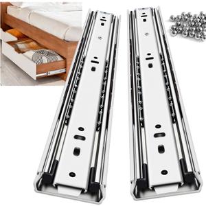 Heavy Duty Drawer Slides Full Extension Side Mount 14 16 18 20 22 24 26 28 30 32 34 36 40 Inch 150 Lbs Metal Dresser Cabine Rails Tracks Glides Runner 1 Pair (Without Lock, 26 Inch)